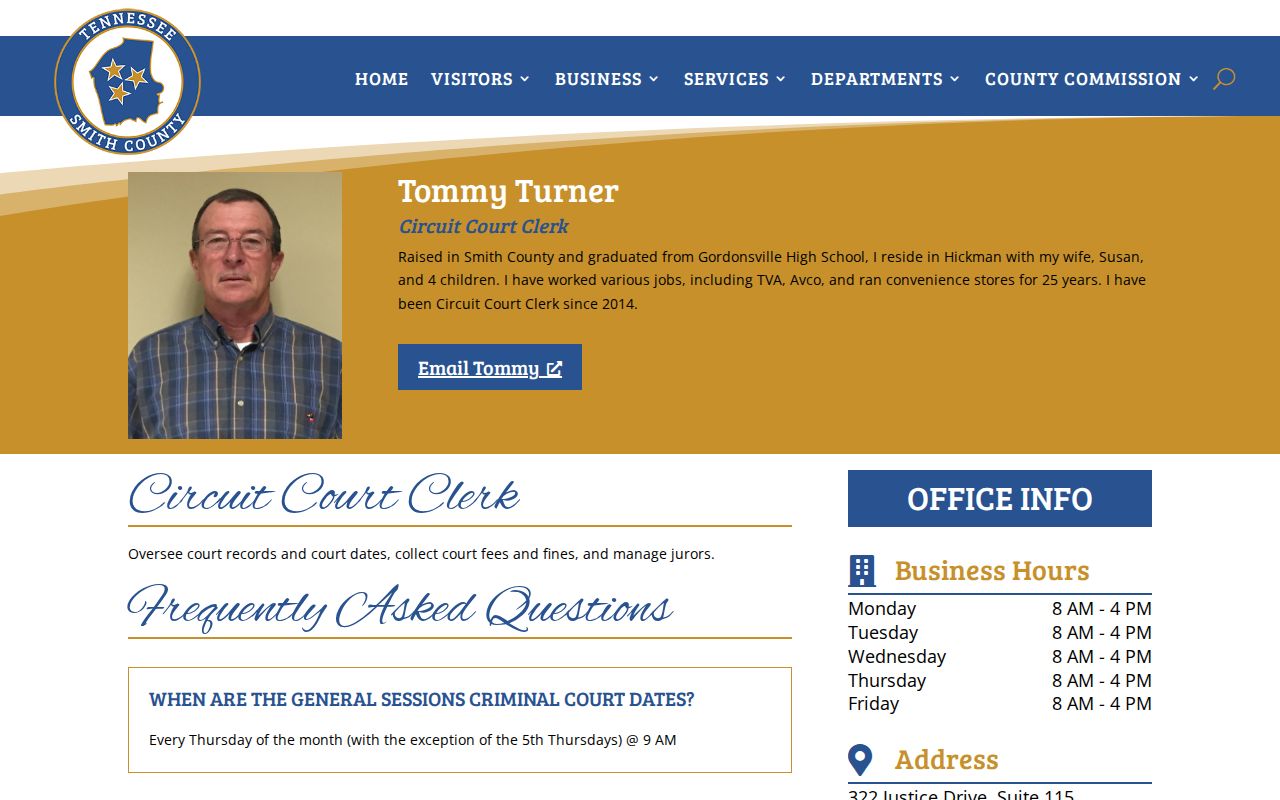 Smith County court clerk release record duties and contact